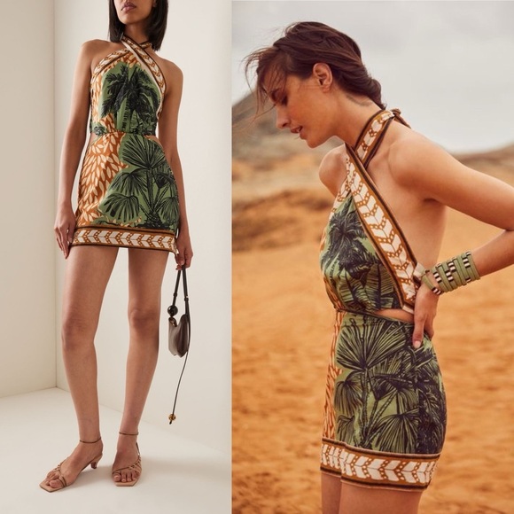 Johanna Ortiz Reminders Of Paradise Halter Mini Dress Multicolor Tropical 6 EUC - Picture 1 of 9